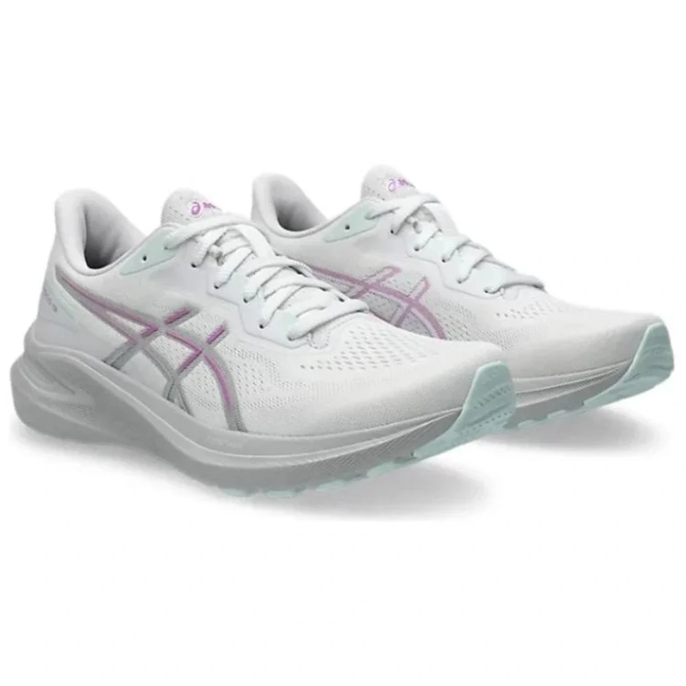 Womens Sz 11-ASICS GT-1000 13 Running Shoes Athletic Casual White/Lavender Glow